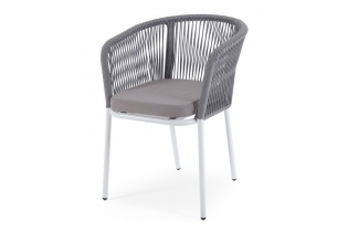 MR1002054 стул из роупа, каркас алюминий светло-серый шагрень, роуп светло-серый, ткань Neo ash